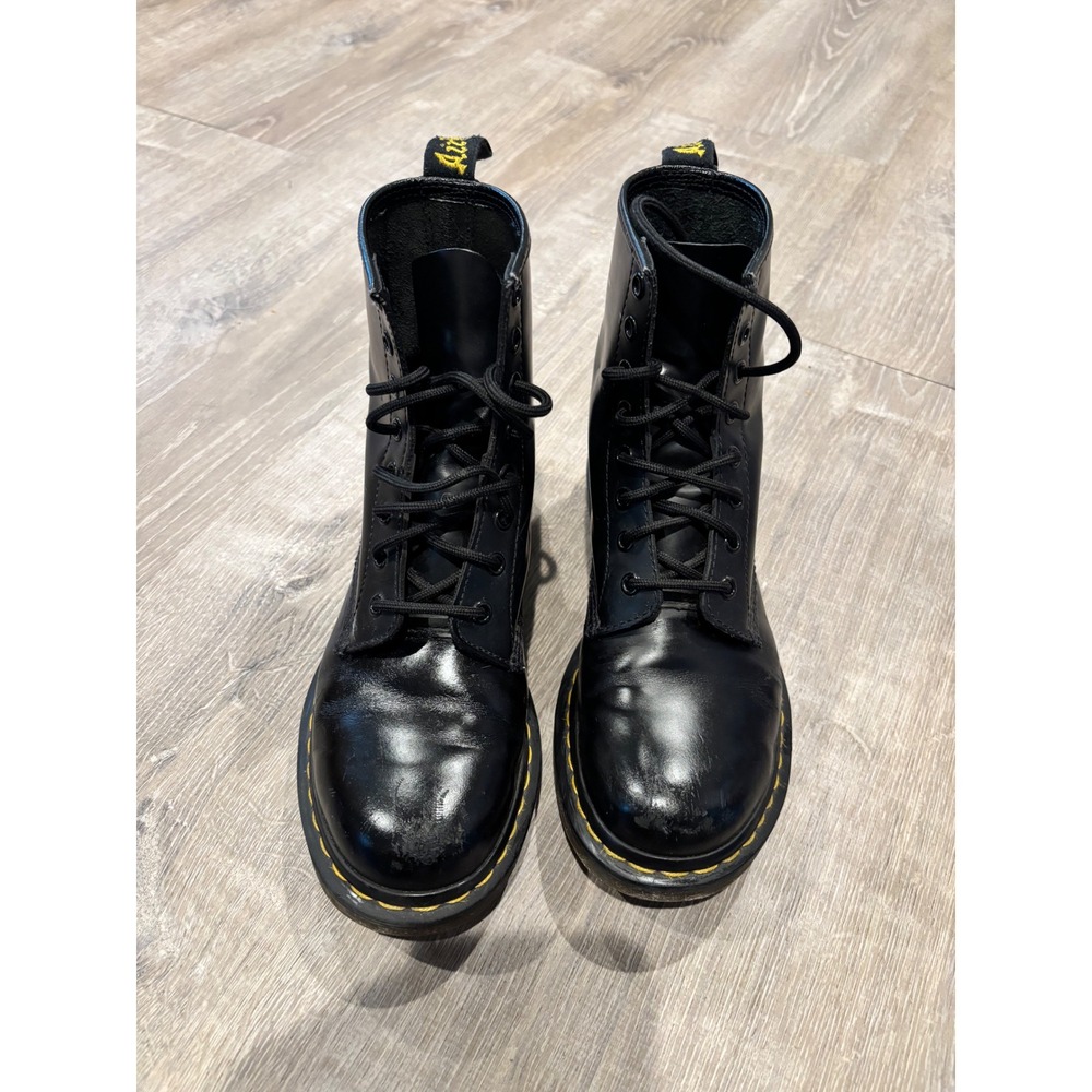 Dr. Martens 1460 W Black Smooth Leather 8-Eye‎ Lace Up Combat Boots Womens 8